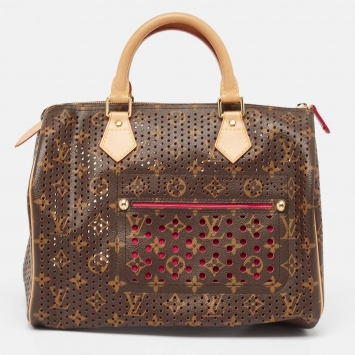 Pre Owned Louis Vuitton Fuchsia Monogram Perforated Canvas Speedy 30 Bag
