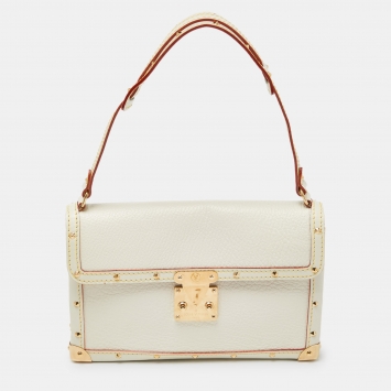 Pre Owned Louis Vuitton White Suhali Leather L'Aimable Bag