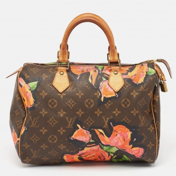 Pre Owned Louis Vuitton Multicolor Monogram Canvas Limited Edition Stephen Sprouse Roses Speedy 30 Bag