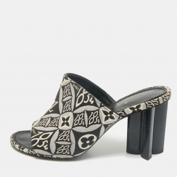 Louis Vuitton Navy Blue Denim Silhouette Mules Size 35