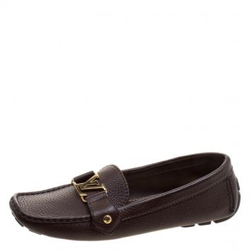 Pre Owned Louis Vuitton Brown Leather Oxford Loafers Size 39