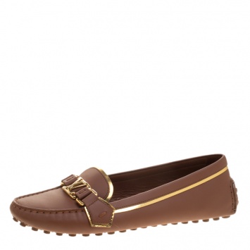 Pre Owned Louis Vuitton Brown Leather Oxford Loafers Size 39.5