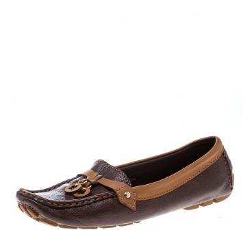 Pre Owned Louis Vuitton Brown Leather Oxford Loafers Size 40