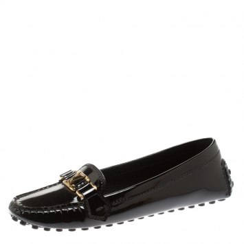 Pre Owned Louis Vuitton Black Patent Leather Oxford Loafers Size 41