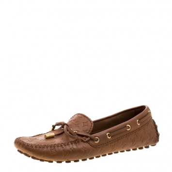 Pre Owned Louis Vuitton Brown Monogram Gloria Flat Loafers Size 36