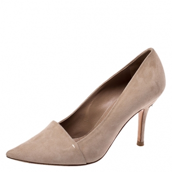 Pre Owned Louis Vuitton Beige Suede Pointed Toe Pumps Size 36