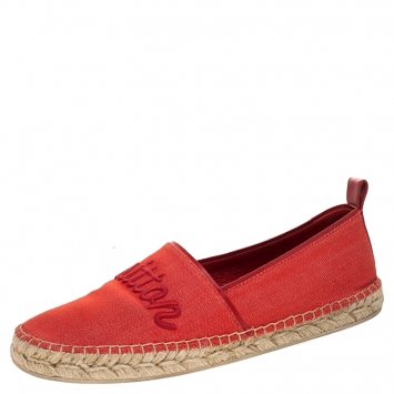 Pre Owned Louis Vuitton Orange Canvas Waterfall Espadrille Loafers Size 38