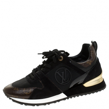 Pre Owned Louis Vuitton Two Tone Mesh and Monogram Canvas Run Away Sneakers Size 40