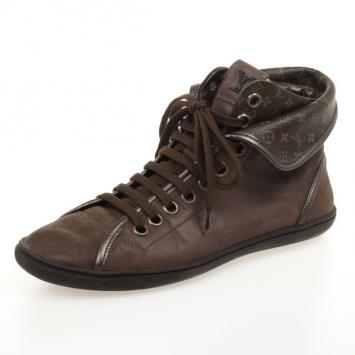 مملوكة مسبقًا Louis Vuitton Brown Monogram Canvas &amp; Leather Brea Sneaker Boots Size 36.5