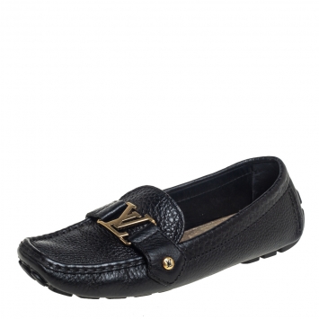 Pre Owned Louis Vuitton Black Leather Monte Carlo Loafers Size 38