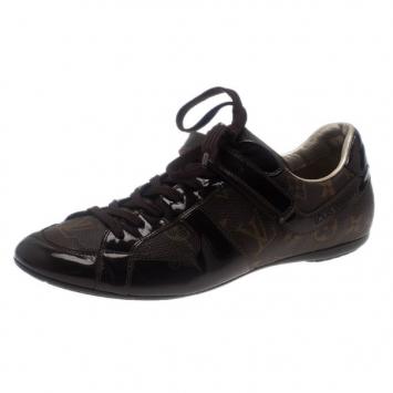 Pre Owned Louis Vuitton Monogram Canvas and Leather Sneakers Size 37.5