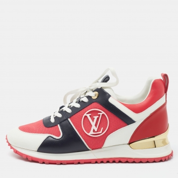 Pre Owned Louis Vuitton Multicolor Mesh and Leather Run Away Sneakers Size 38