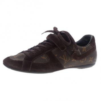 Pre Owned Louis Vuitton Brown Suede and Monogram Canvas Sneakers Size 38