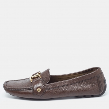 Pre Owned Louis Vuitton Brown Leather Monte Carlo Loafers Size 39.5