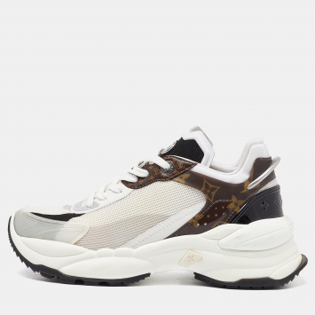 Pre Owned Louis Vuitton Tricolor Mesh and Monogram Canvas Low Top Sneakers Size 38.5