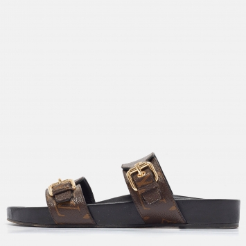 Pre Owned Louis Vuitton Monogram Canvas Bom Dia Flat Mules Size 39.5