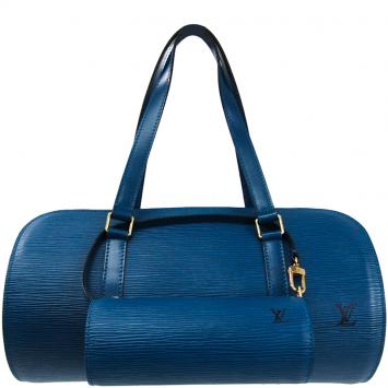 Pre Owned Louis Vuitton Toledo Blue Epi Leather Soufflot Bag 