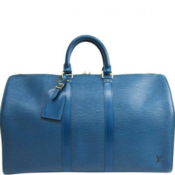 Pre Owned Louis Vuitton Toledo Blue Epi Leather Keepall 45 Bag