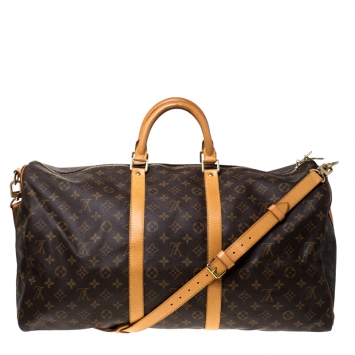 Pre Owned Louis Vuitton Monogram Canvas Keepall Bandoullier 55 Bag