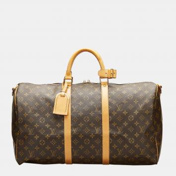 Pre Owned Louis Vuitton Brown Monogram Keepall Bandouliere 50