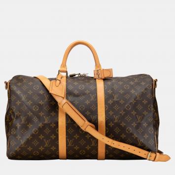 Pre Owned Louis Vuitton Brown Monogram Keepall Bandouliere 50