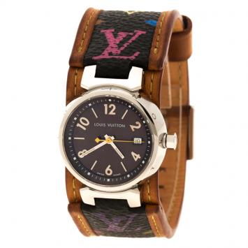 Pre Owned Louis Vuitton Brown Q1211 Tambour Women's Wristwatch