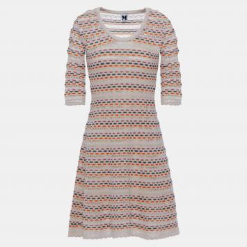 Pre Owned M Missoni Beige/Multicolor Patterned Knit Mini Dress M (IT 42)
