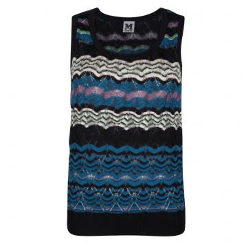 Pre Owned M Missoni Multicolor Perforated Knit Sleeveless Sweater S