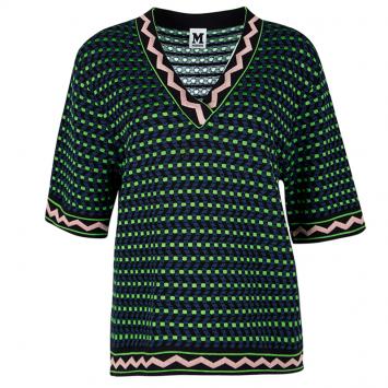 Pre Owned M Missoni Multicolour Knit Short Sleeve Top M