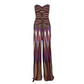 Pre Owned M Missoni Multicolor Lurex Knit Tube Top and High Waist Pants Set M