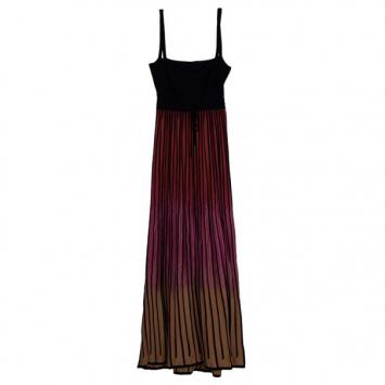 Pre Owned M Missoni Red Ombre Ribbed Knit Maxi Dress M