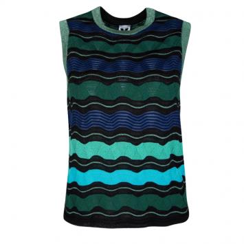 Pre Owned M Missoni Multicolor Wool Blend Lurex Knit Sleeveless Top S
