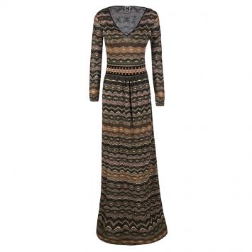 مملوكة مسبقًا M Missoni Multicolor Perforated Lurex Knit Long Sleeve Maxi Dress S