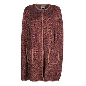 Pre Owned M Missoni Multicolor Chunky Knit Split Poncho Style Button Front Long Cardigan L