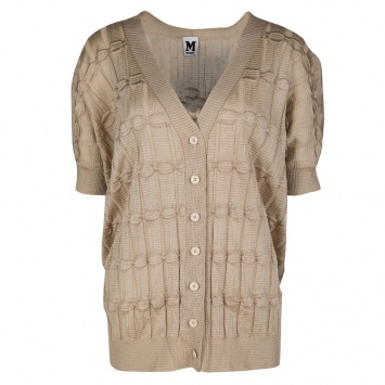 Pre Owned M Missoni Beige Knit Short Sleeve Cardigan M