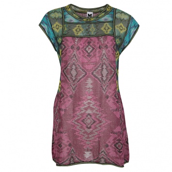 Pre Owned M Missoni Colorblock Diamond Pattern Jacquard Rib Knit Tunic M