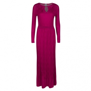 مملوكة مسبقًا M Missoni Pink Patterned Knit Long Sleeve Maxi Dress M