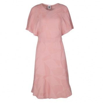 مملوكة مسبقًا M Missoni Blush Pink Textured Jacquard Knit Batwing Sleeve Midi Dress M