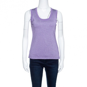 Pre Owned M Missoni Purple Lurex Knit Tank Top M
