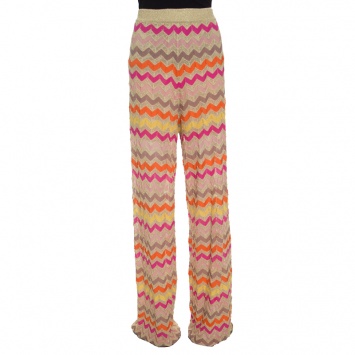 Pre Owned M Missoni Multicolor Lurex Knit Chevron Pattern Elasticized Waist Pants M