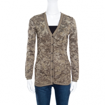 Pre Owned M Missoni Metallic Lurex Jacquard Knit Cardigan M