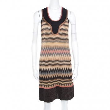 Pre Owned M Missoni Mutlicolor Patterned Lurex Knit Sleeveless Dress M