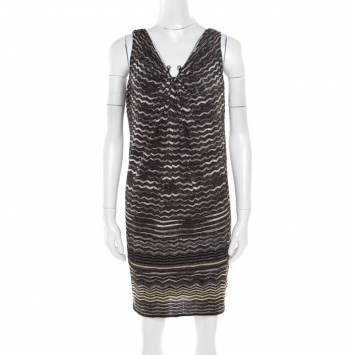 Pre Owned M Missoni Multicolor Lurex Chevron Perforated Knit Sleeveless Dress S