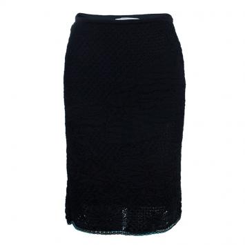 Pre Owned M Missoni Black Textured Knit Pencil Skirt S
