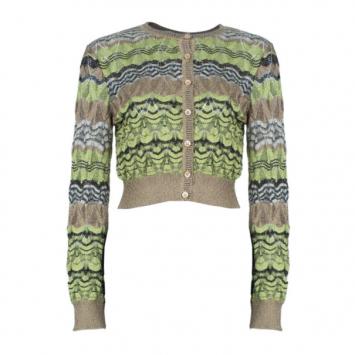 Pre Owned M Missoni Button Down Knit Patterned Cardigan M