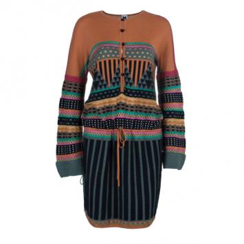 Pre Owned M Missoni Patterned Button Front Dress M