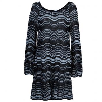 Pre Owned M Missoni Monochrome Wave Knit Long Top L