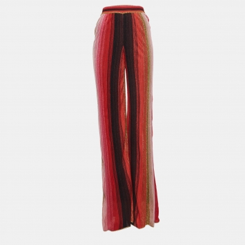 Pre Owned M Missoni Multicolor Striped Lurex Knit Palazzo Pants S