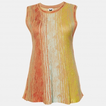 Pre Owned M Missoni Multicolor Textured Knit Sleeveless Top S