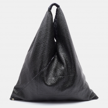 Pre Owned Maison Martin Margiela Dark Grey Patent Leather Hobo